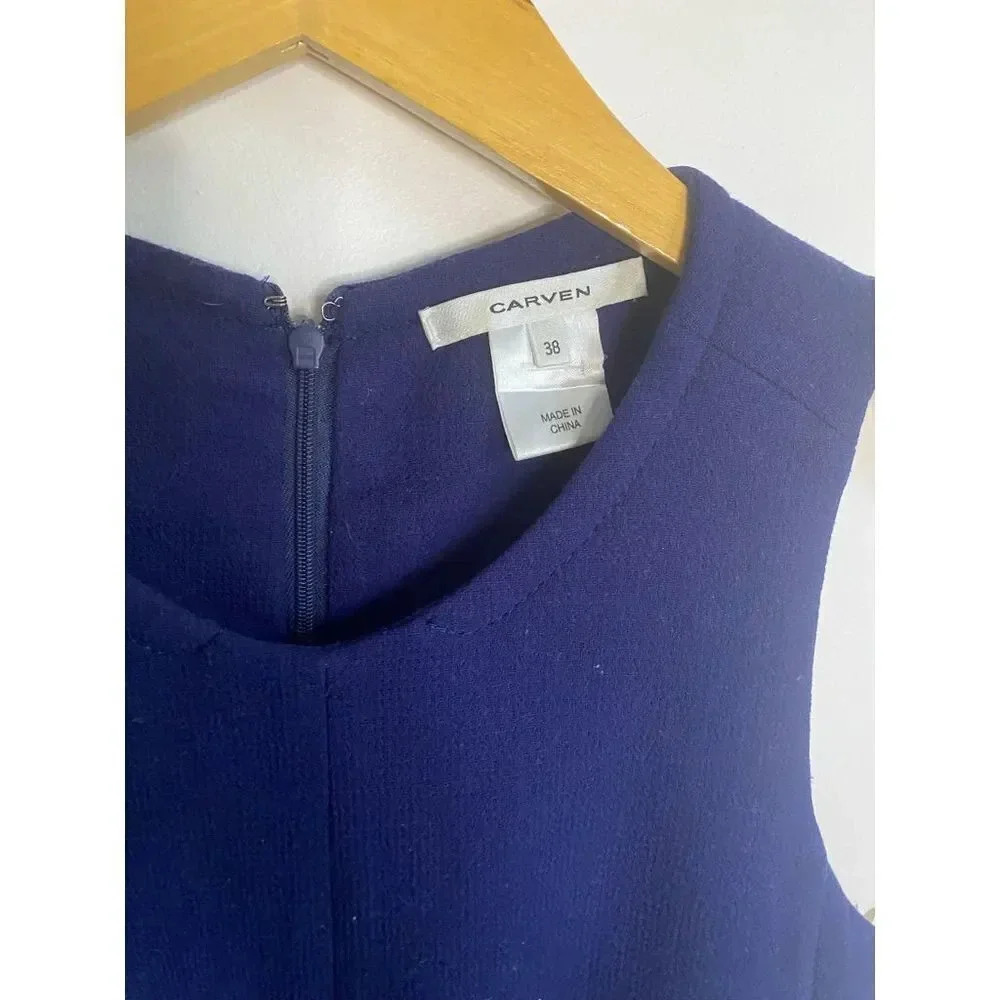 Carven Blue Wool Drop Waist Dress - Picture 6 of 7